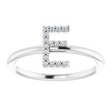 14K White .06 CTW Diamond Initial E Ring photo 3