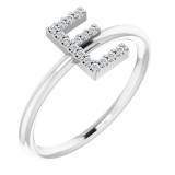 14K White .06 CTW Diamond Initial E Ring photo