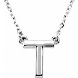14K White Block Initial T 16 Necklace photo