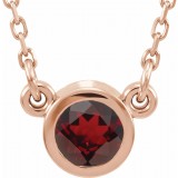 14K Rose 3 mm Round Mozambique Garnet Bezel-Set Solitaire 16 Necklace photo