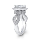 Shah Luxury Oval Cut Diamond Halo Engagement Ring In Platinum (Semi-Mount) photo 3