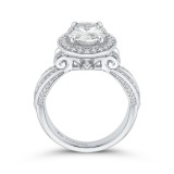 Shah Luxury Oval Cut Diamond Halo Engagement Ring In Platinum (Semi-Mount) photo 4