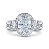 Shah Luxury Oval Cut Diamond Halo Engagement Ring In Platinum (Semi-Mount) photo