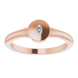 14K Rose .05 CT Diamond Signet Ring photo 3