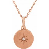 14K Rose .01 CT Diamond Starburst 16-18 Necklace photo