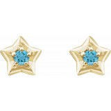 14K Yellow 3 mm Round March Youth Star Birthstone Earrings photo 2
