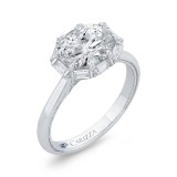 Shah Luxury 14K White Gold Oval Cut Diamond Cathedral Engagement Ring (Semi-Mount) photo 2