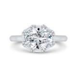 Shah Luxury 14K White Gold Oval Cut Diamond Cathedral Engagement Ring (Semi-Mount) photo