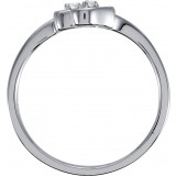 14K White .02 CTW Diamond Double Heart Ring photo 2