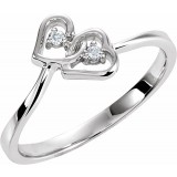 14K White .02 CTW Diamond Double Heart Ring photo