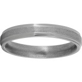 Titanium Flat Band with Grooved Edges and Stone Finish photo