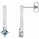 14K White London Blue Topaz Bar Drop Earrings photo