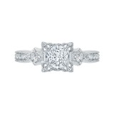 Shah Luxury 14K White Gold Princess Diamond Vintage Engagement Ring (Semi-Mount) photo