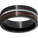 Black Diamond Ceramic Pipe Cut Band with Cabernet Barrel Aged and Antler Inlay photo