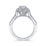Shah Luxury 14K White Gold Round Diamond Floral Halo Engagement Ring with Split Shank (Semi-Mount) photo 4