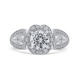 Shah Luxury 14K White Gold Round Diamond Floral Halo Engagement Ring with Split Shank (Semi-Mount) photo