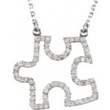 14K White 1/4 CTW Diamond Puzzle Piece 16.25 Necklace photo