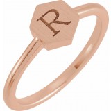 14K Rose  9.5x8 mm Geometric Signet Ring photo 3