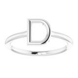 14K White Initial D Ring photo 3