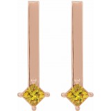 14K Rose Yellow Sapphire Bar Drop Earrings photo 2