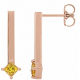 14K Rose Yellow Sapphire Bar Drop Earrings photo