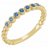 14K Yellow Blue Sapphire Stackable Ring photo 2