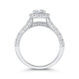 Shah Luxury 14K White Gold Oval Diamond Halo Engagement Ring (Semi-Mount) photo 4