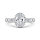 Shah Luxury 14K White Gold Oval Diamond Halo Engagement Ring (Semi-Mount) photo
