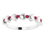 14K White Ruby Stackable Heart Ring photo 3