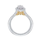 Shah Luxury 14K Two-Tone Gold Marquise Diamond Halo Vintage Engagement Ring with Split Shank (Semi-Mount) photo 4