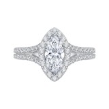 Shah Luxury 14K Two-Tone Gold Marquise Diamond Halo Vintage Engagement Ring with Split Shank (Semi-Mount) photo