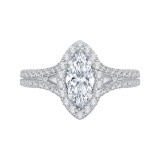 Shah Luxury 14K Two-Tone Gold Marquise Diamond Halo Vintage Engagement Ring with Split Shank (Semi-Mount) photo