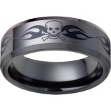 Black Diamond Ceramic Beveled Edge Band with Skull Laser Engraving photo