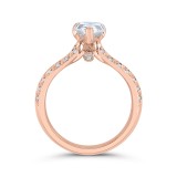 Shah Luxury 14K Rose Gold Pear Diamond Double Row Engagement Ring with Round Shank (Semi-Mount) photo 4