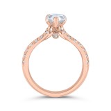 Shah Luxury 14K Rose Gold Pear Diamond Double Row Engagement Ring with Round Shank (Semi-Mount) photo 4