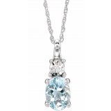 14K White Aquamarine & .02 CTW Diamond 18 Necklace photo