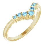 14K Yellow Aquamarine Graduated V Ring photo