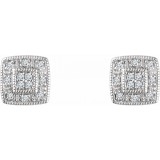 14K White 1/10 CTW Diamond Cluster Earrings photo 2