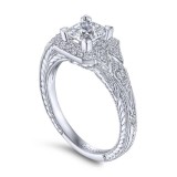 Gabriel & Co. 14k White Gold Art Deco Halo Engagement Ring photo 3