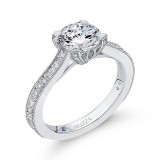 Shah Luxury 14K White Gold Round Diamond Classic Engagement Ring (Semi-Mount) photo 2