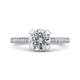 Shah Luxury 14K White Gold Round Diamond Classic Engagement Ring (Semi-Mount) photo