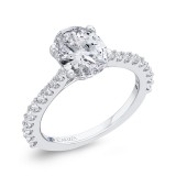 Shah Luxury 14K White Gold Oval Cut Diamond Engagement Ring (With Center) photo 2