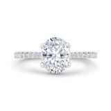 Shah Luxury 14K White Gold Oval Cut Diamond Engagement Ring (With Center) photo