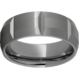 Rugged Tungsten  8mm Domed Bevel Faceted Polished Band photo