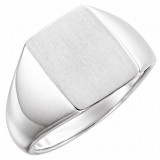 14K White 15x12 mm Rectangle Signet Ring photo