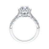 Shah Luxury 14K White Gold Round Diamond Floral Halo Engagement Ring (Semi-Mount) photo 4