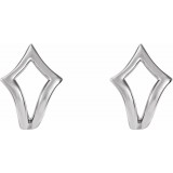 14K White Geometric J-Hoop Earrings photo 2