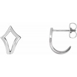 14K White Geometric J-Hoop Earrings photo