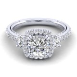 Gabriel & Co. 14k White Gold Victorian 3 Stone Halo Engagement Ring photo