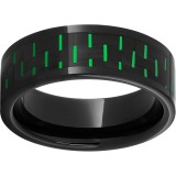 Black Diamond Ceramic Pipe Cut Band with Black and Green Carbon Fiber Inlay photo